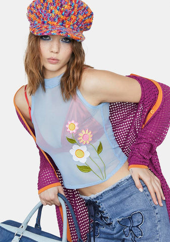 Fateful Bloom Mesh Tank Top