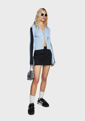 Knitted Double Zip Hooded Cardigan