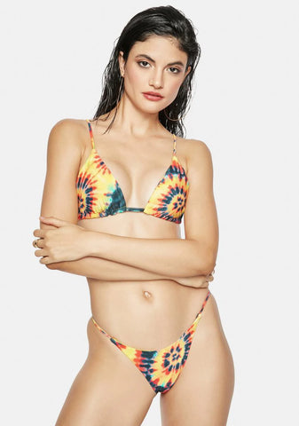 The Golden Girl Tie Dye String Bikini Top