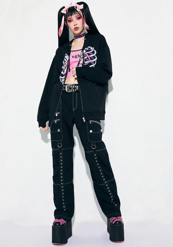 Beast With A Bow Embroidered Ribcage Hoodie