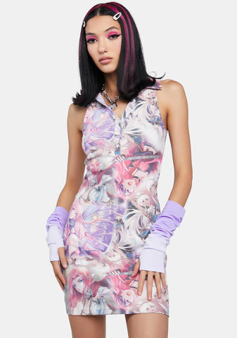 Fairy Anime Ribbed Mini Dress