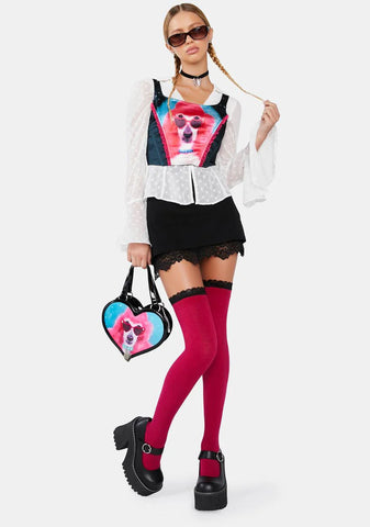 Modern Flirt 2-Pack Thigh High Sock Set - Black/Wine