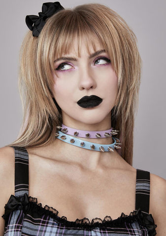 Purple Spiked Vegan Leather Choker