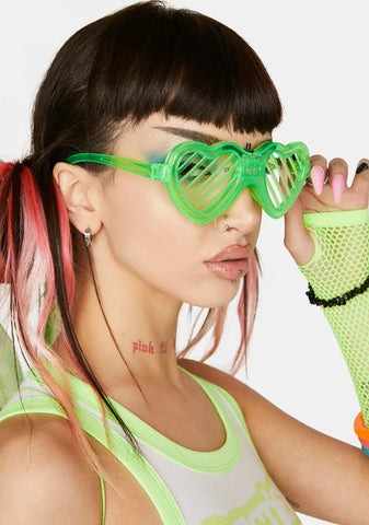 Neon Party Rockers Light Up Heart Glasses