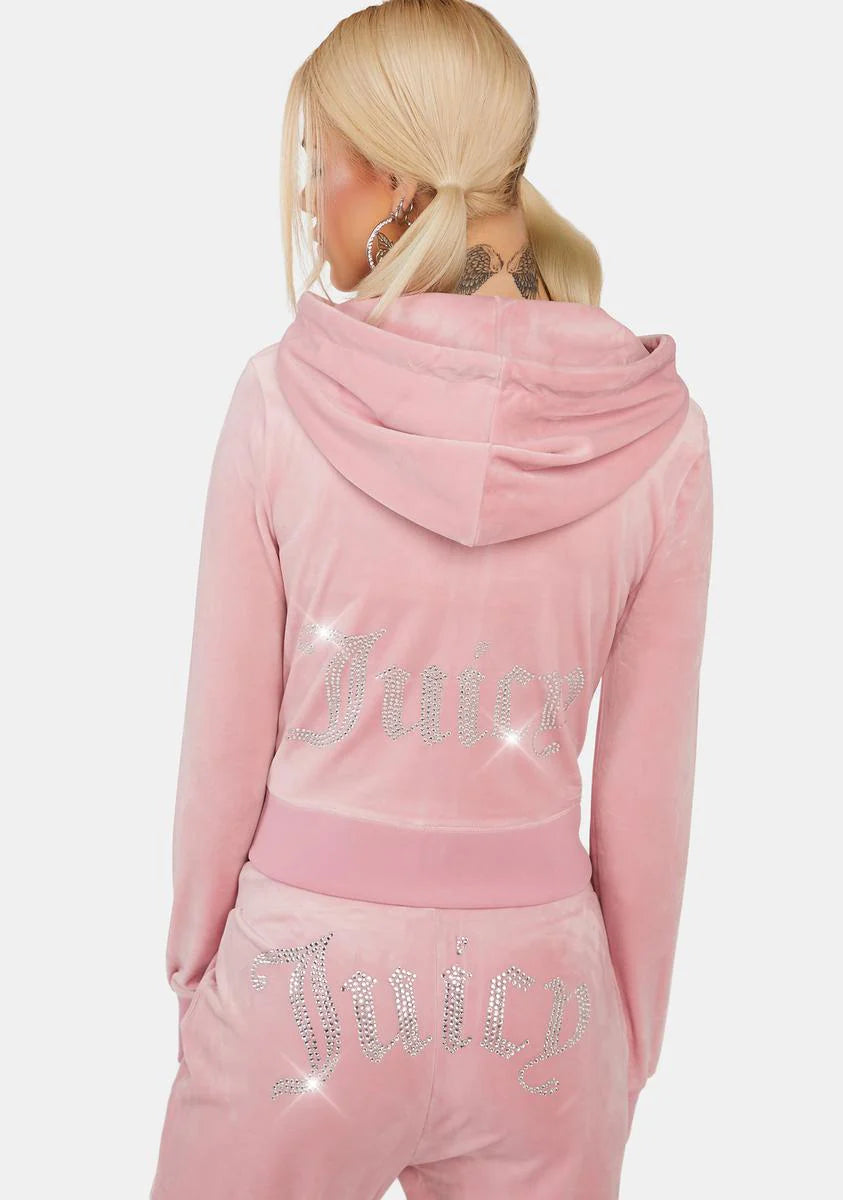 Rose OG Big Bling Velour Hoodie
