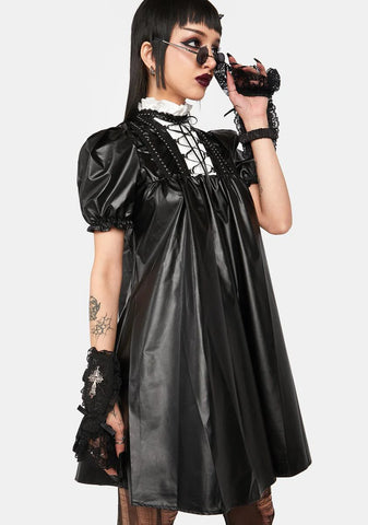 Vegan Leather Lace Up Mini Dress