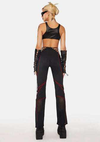 Red Lace-Up Stretch Pants