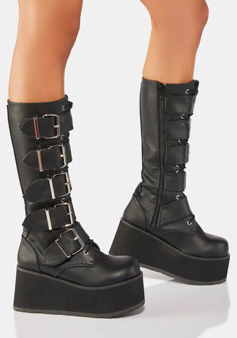 Trashville-518 Unisex Platform Knee High Boots