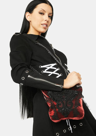 Love Embroidered Heart Crossbody Bag