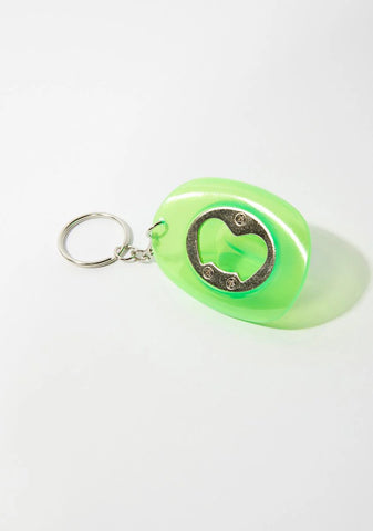 Green Glow In The Dark Cowboy Hat Bottle Opener Keychain