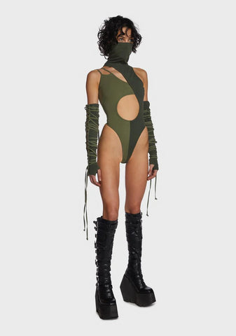 Echo Two-Tone Bodysuit And Gloves Set