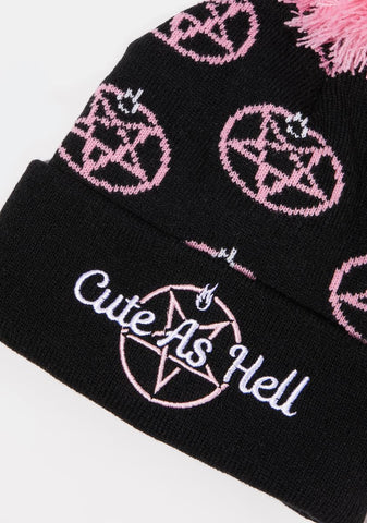 Cute As Hell Pom Beanie
