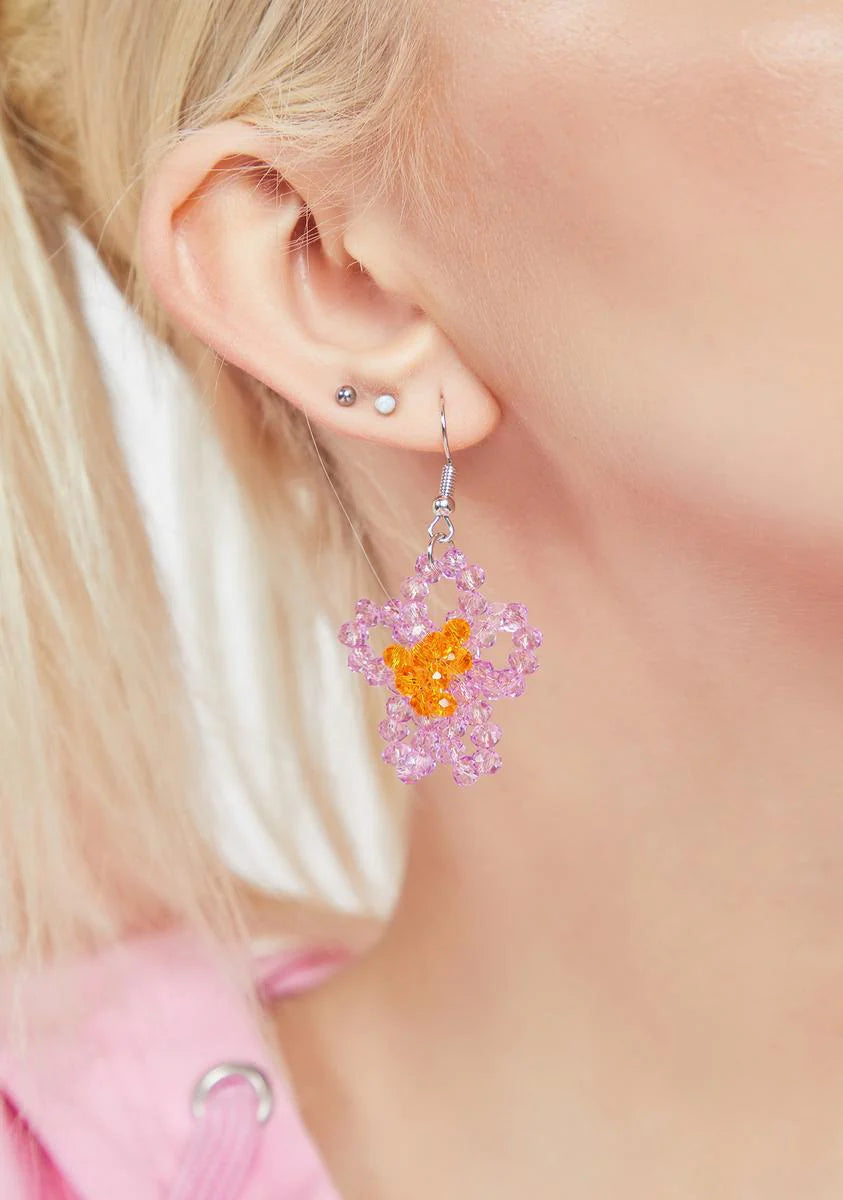 Iris So Spring Beaded Daisy Earrings