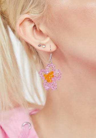 Iris So Spring Beaded Daisy Earrings