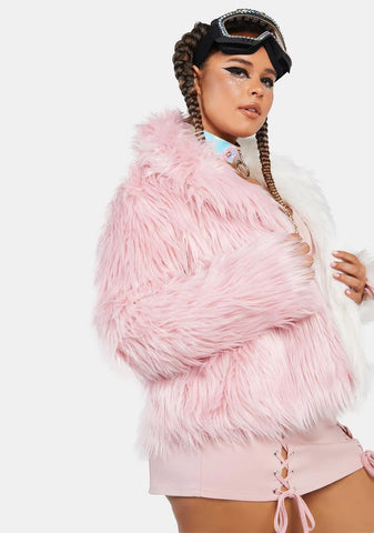 Plus Blush Balancing Act Faux Fur Jacket