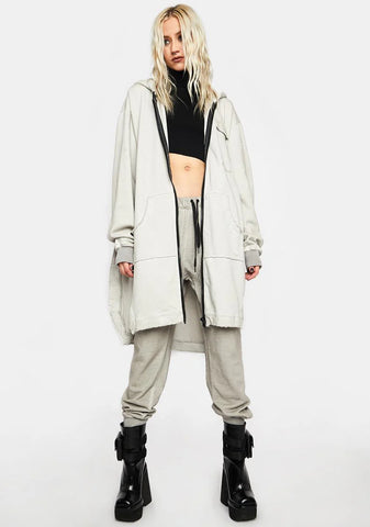 Filter Unisex Mitered Longline Zip-Up Hoodie