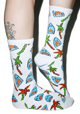 Anne Freeman Shark Attack Crew Socks
