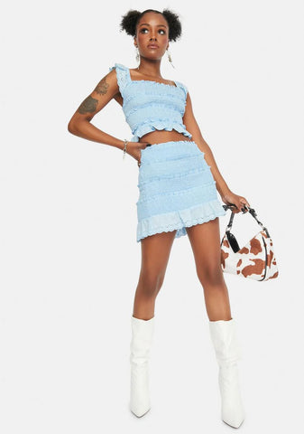 Aqua Personal Angel Eyelet Mini Skirt
