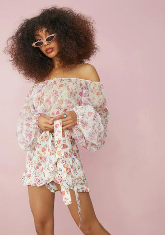 On A Whim Mushroom Print Wrap Skort