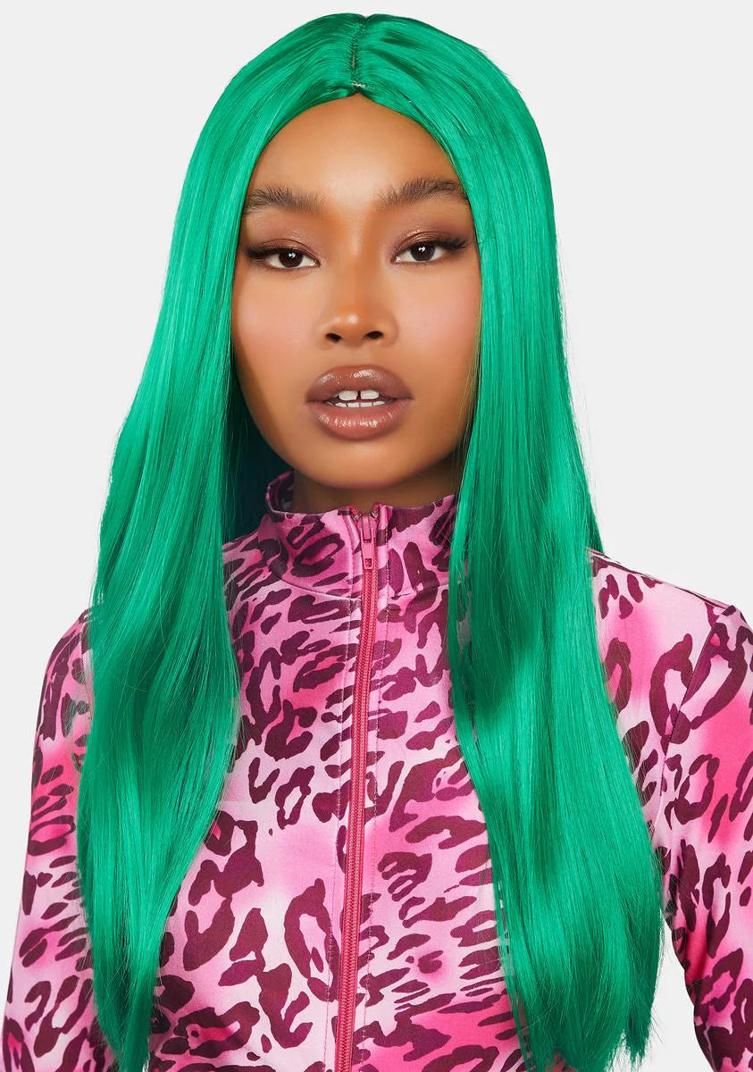 Green Straight Wig