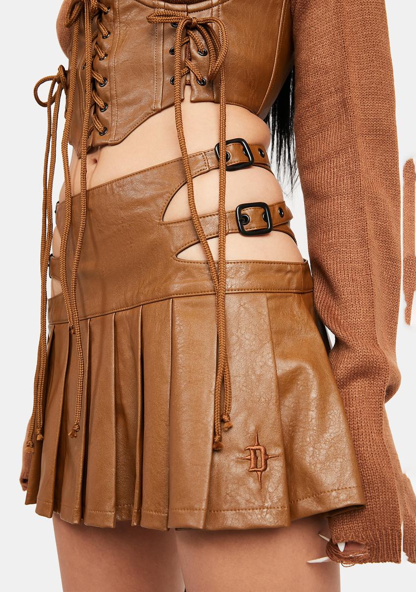 Atmosphere Pleated Vegan Leather Skirt