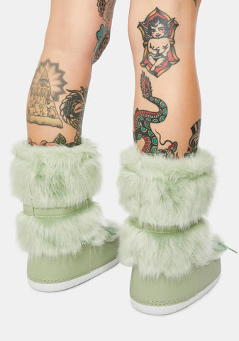 Sage Baddie Burr Fuzzy Boots