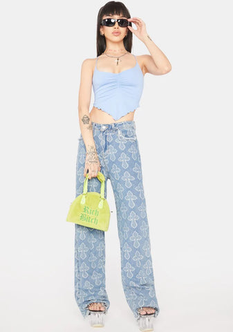 Blue Knot Again Lace-Up Crop Top