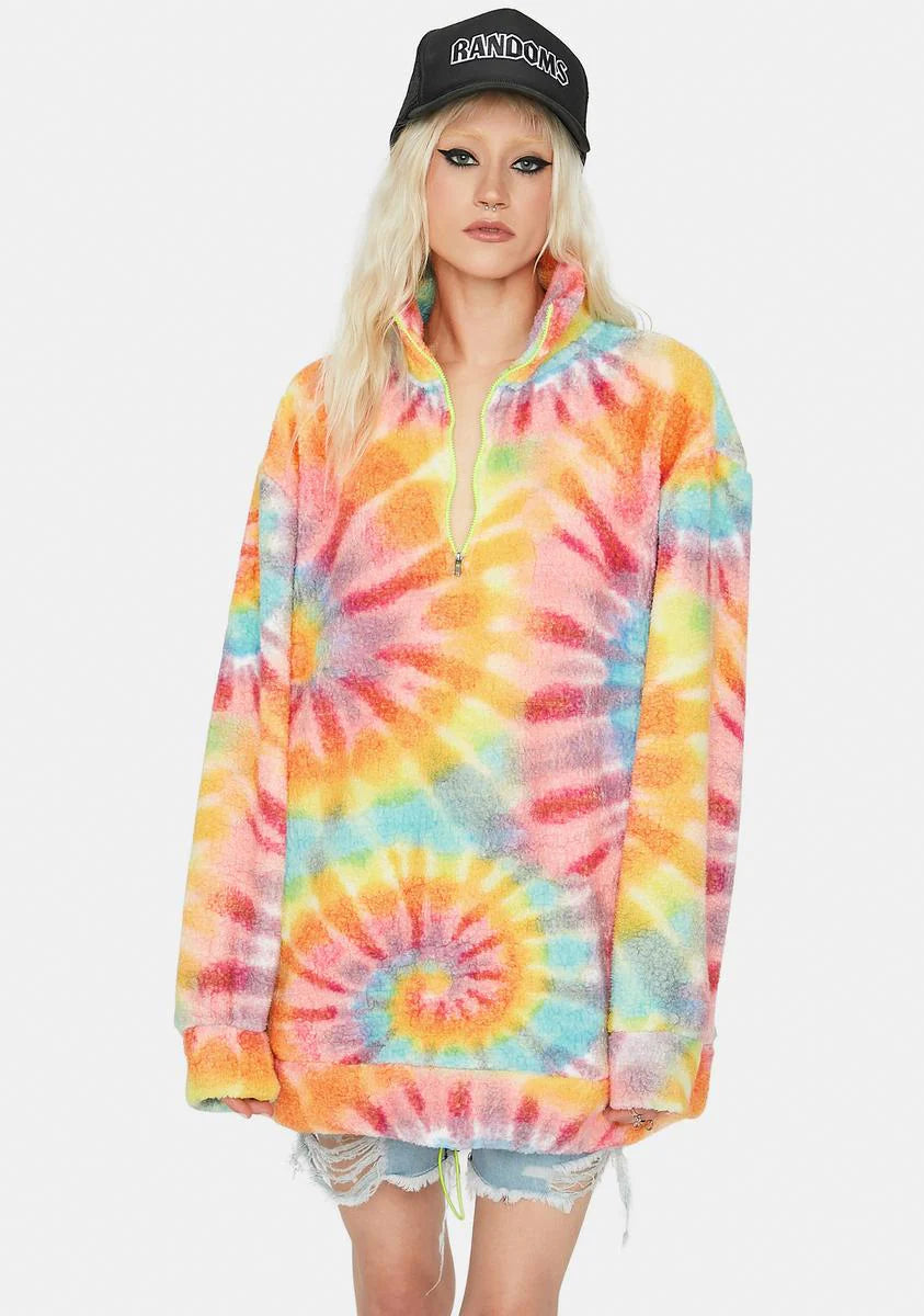 Tie Dye Oversized Zip Fleece