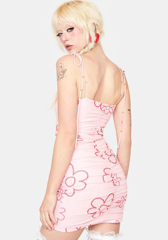 Pink Floral Mini Dress