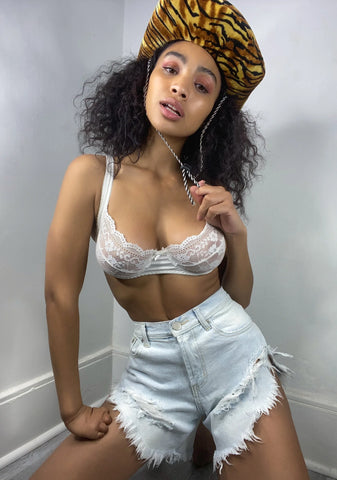 Bleach Distressed Denim Shorts