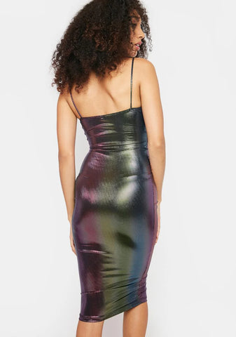 Who You Wanna Be Metallic Midi Dress