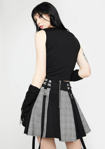 Straps Pleated Skirt