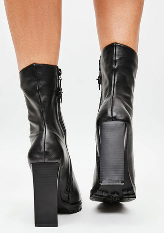 Synth Genuine Leather Lace-Up Ankle Boots