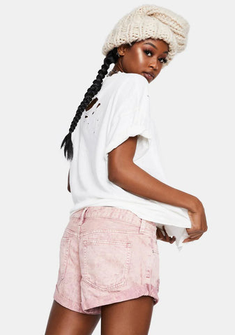 Peach Romeo Rolled Cut Off Denim Shorts