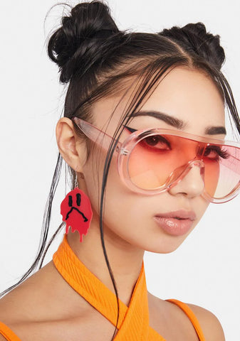 Dripping Smiley Face Drop Earrings