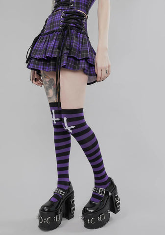 Unholy Confession Striped Thigh Highs