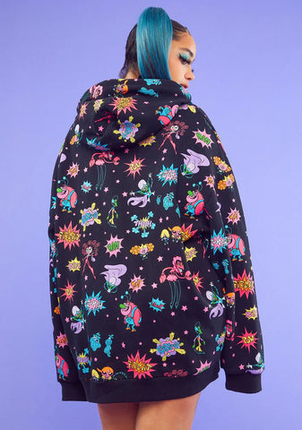 Crazy Mojo Mayhem Oversized Graphic Hoodie
