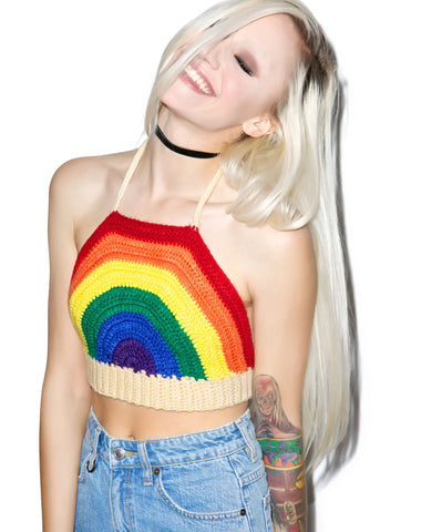 Over The Cray Cray-ola Rainbow Crop Top
