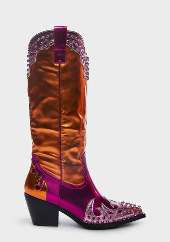 Pink Knox Metallic Cowboy Boots
