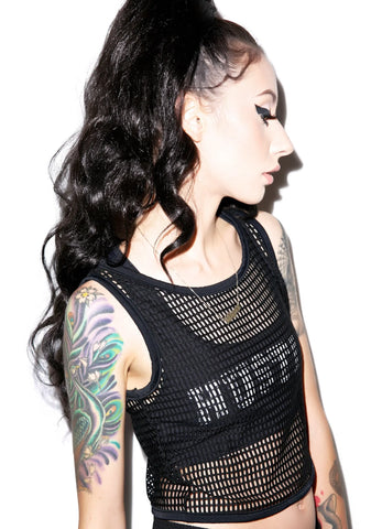 Mesh Crop Top - White