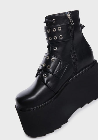 Too Busy Platform Buckled Ankle Boots