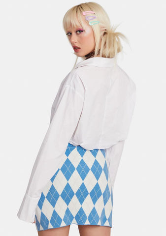 Sky Sleek Stunt Argyle Mini Skirt