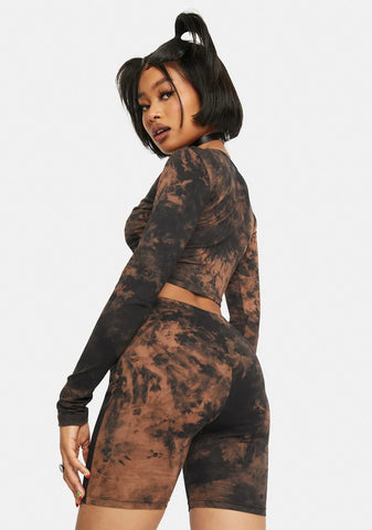 Black Rust Tie Dye Cycle Shorts