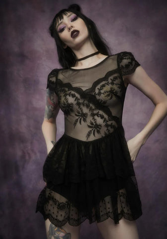 Midnight Twisted Tea Party Lace Dress