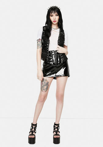 Faux Leather Studded Vest Top