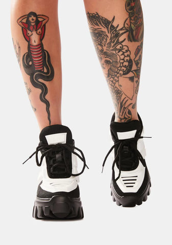 White Psycho Candy Platform Sneakers