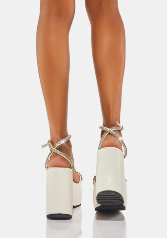 White Ramsey Platform Heels
