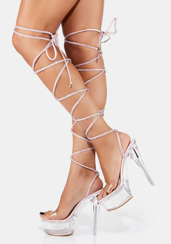 Pink Take Me Away From Here Stiletto Sandals