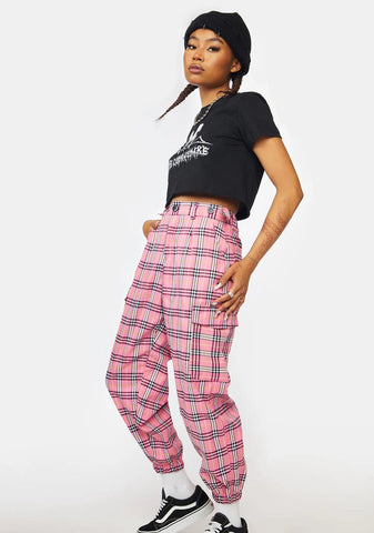 Baby Meet Ur Match Plaid Cargo Joggers