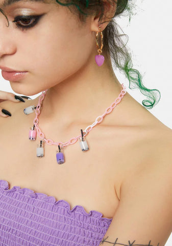 Bubblegum Just A Sip Boba Charm Necklace